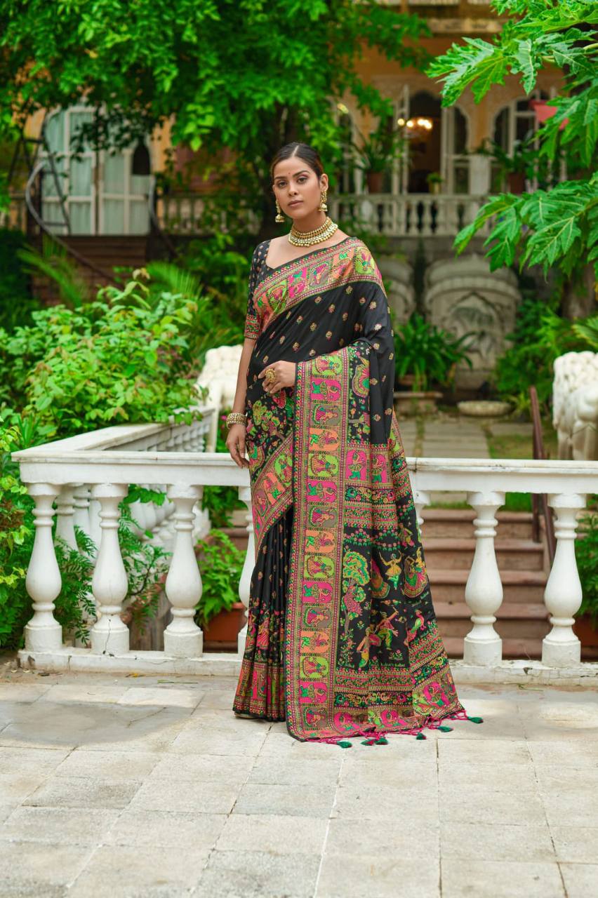 Soft Kashmiri Pashmina Silk Weaving Saree