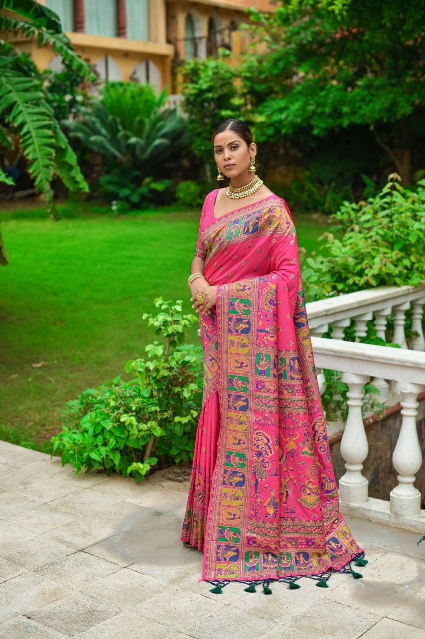 Soft Kashmiri Pashmina Silk Weaving Saree