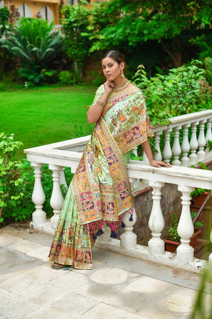 Soft Kashmiri Pashmina Silk Weaving Saree