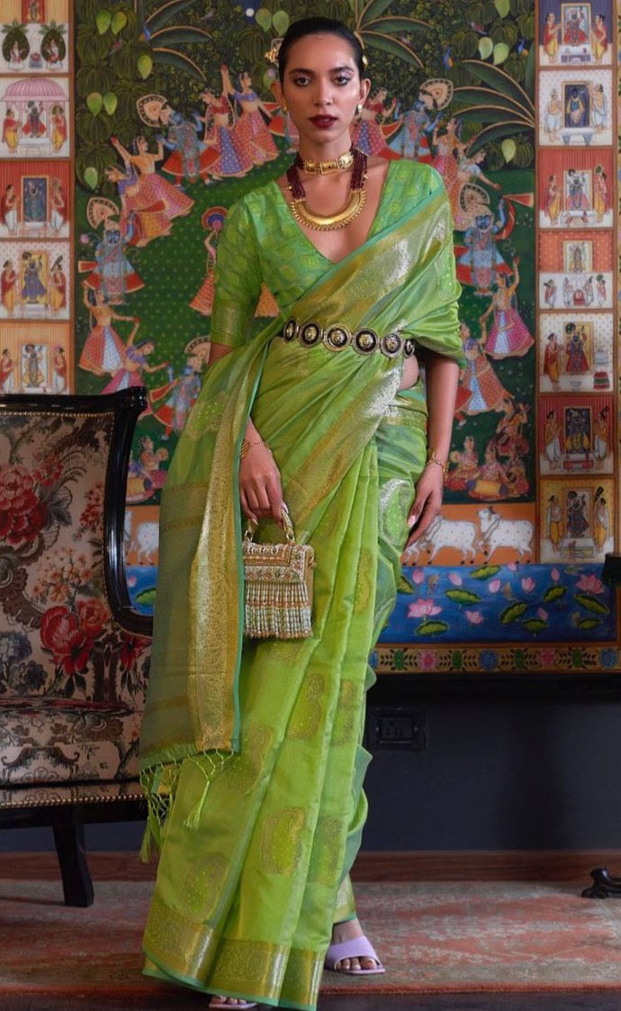 TWO TONE HANDLOOM WEAVING ORGANZA SAREES