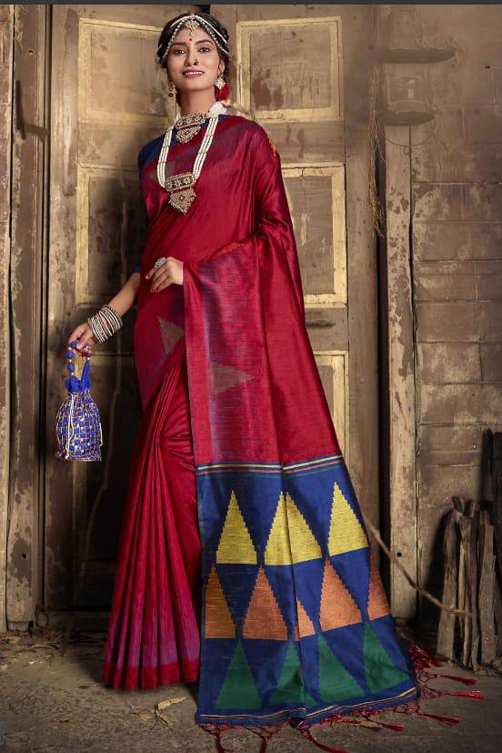 Handloom Raw Silk Weaving Saree