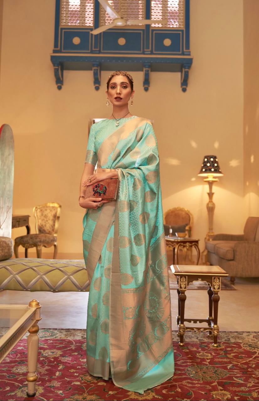 Copper Zari Handloom Weaving Silk Saree