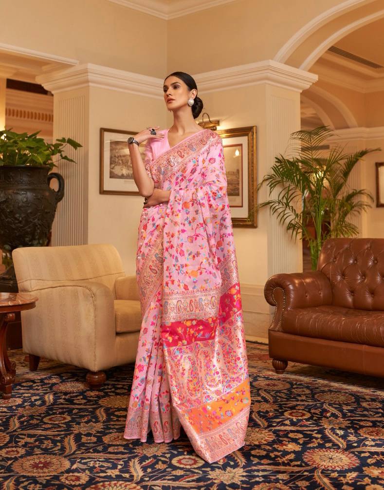 KASHMIRI MODAL HANDLOOM WEAVING SILK SAREES
