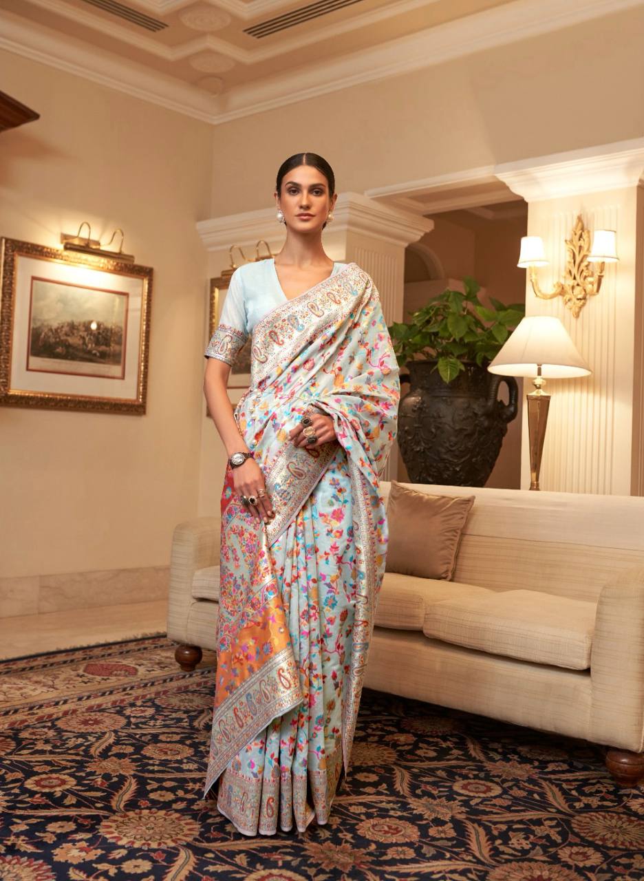 KASHMIRI MODAL HANDLOOM WEAVING SILK SAREES
