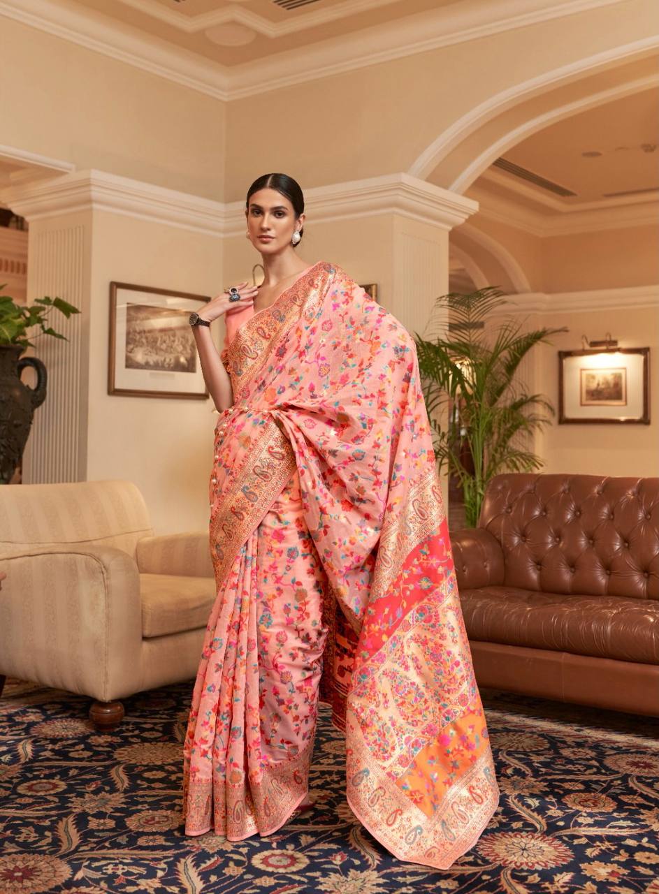 KASHMIRI MODAL HANDLOOM WEAVING SILK SAREES