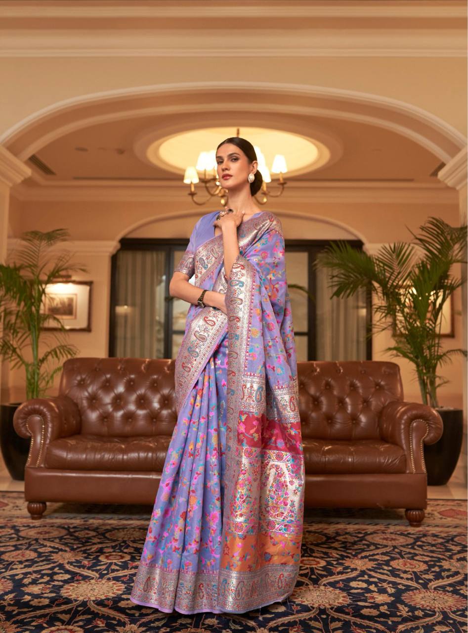 KASHMIRI MODAL HANDLOOM WEAVING SILK SAREES