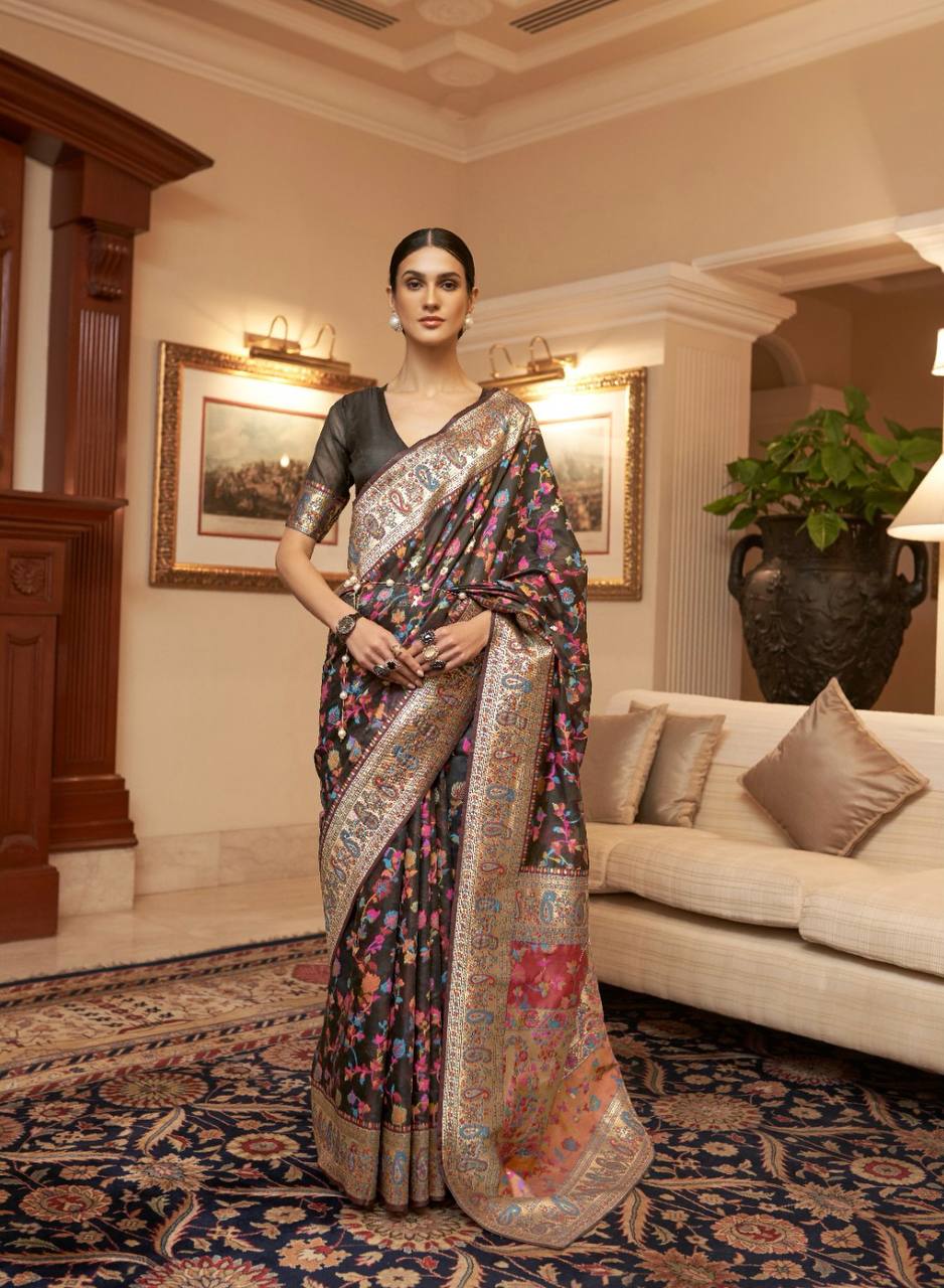 KASHMIRI MODAL HANDLOOM WEAVING SILK SAREES