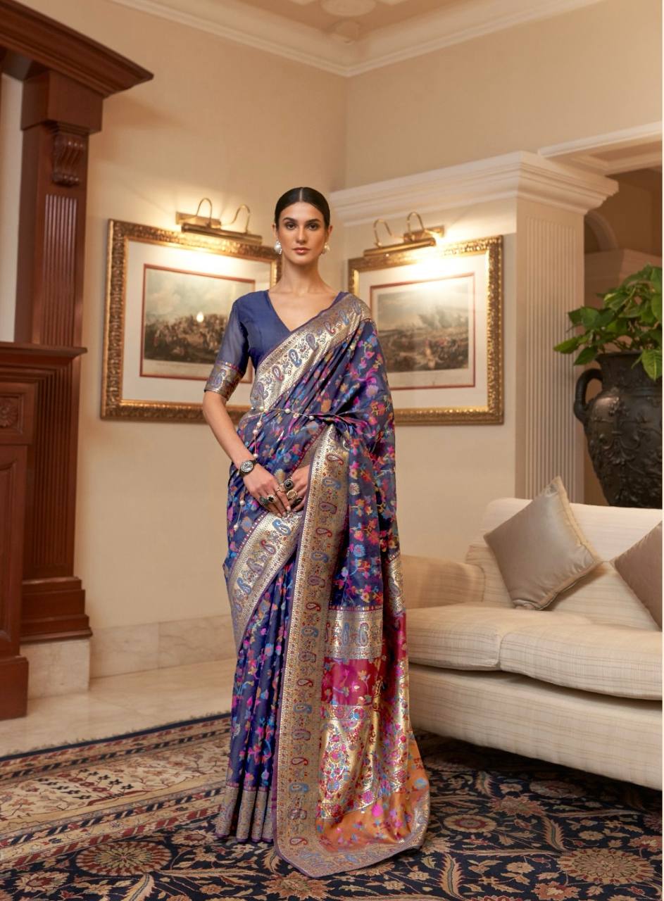 KASHMIRI MODAL HANDLOOM WEAVING SILK SAREES