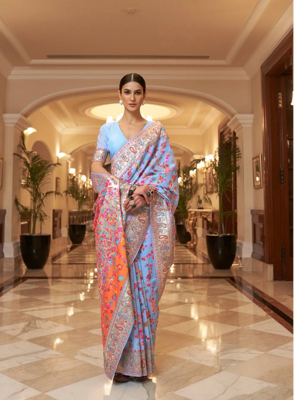 KASHMIRI MODAL HANDLOOM WEAVING SILK SAREES