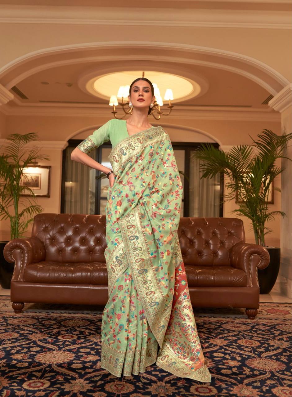 KASHMIRI MODAL HANDLOOM WEAVING SILK SAREES