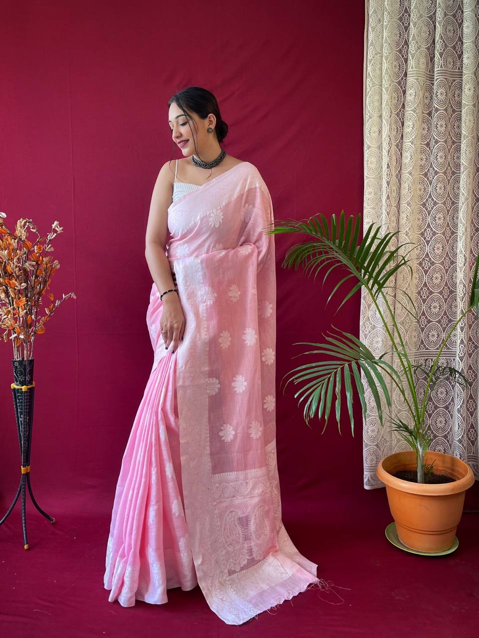 Pure Linen Weaving Saree
