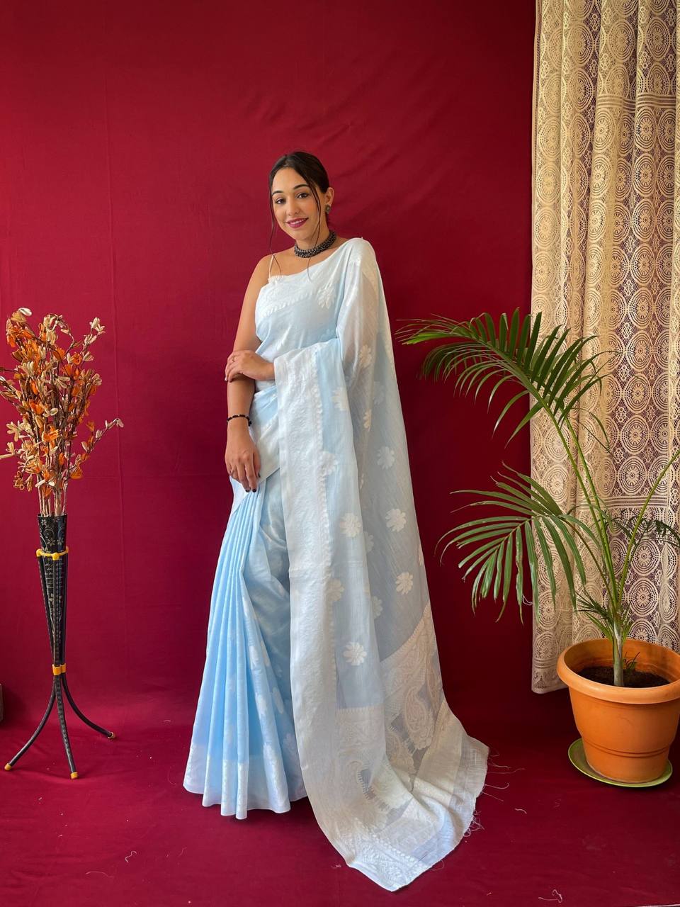 Pure Linen Weaving Saree