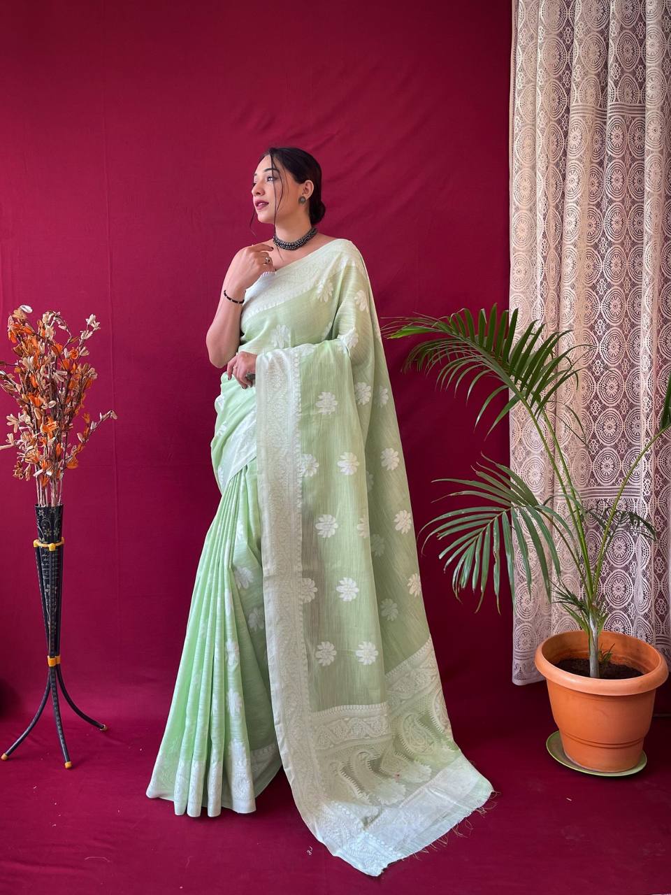 Pure Linen Weaving Saree