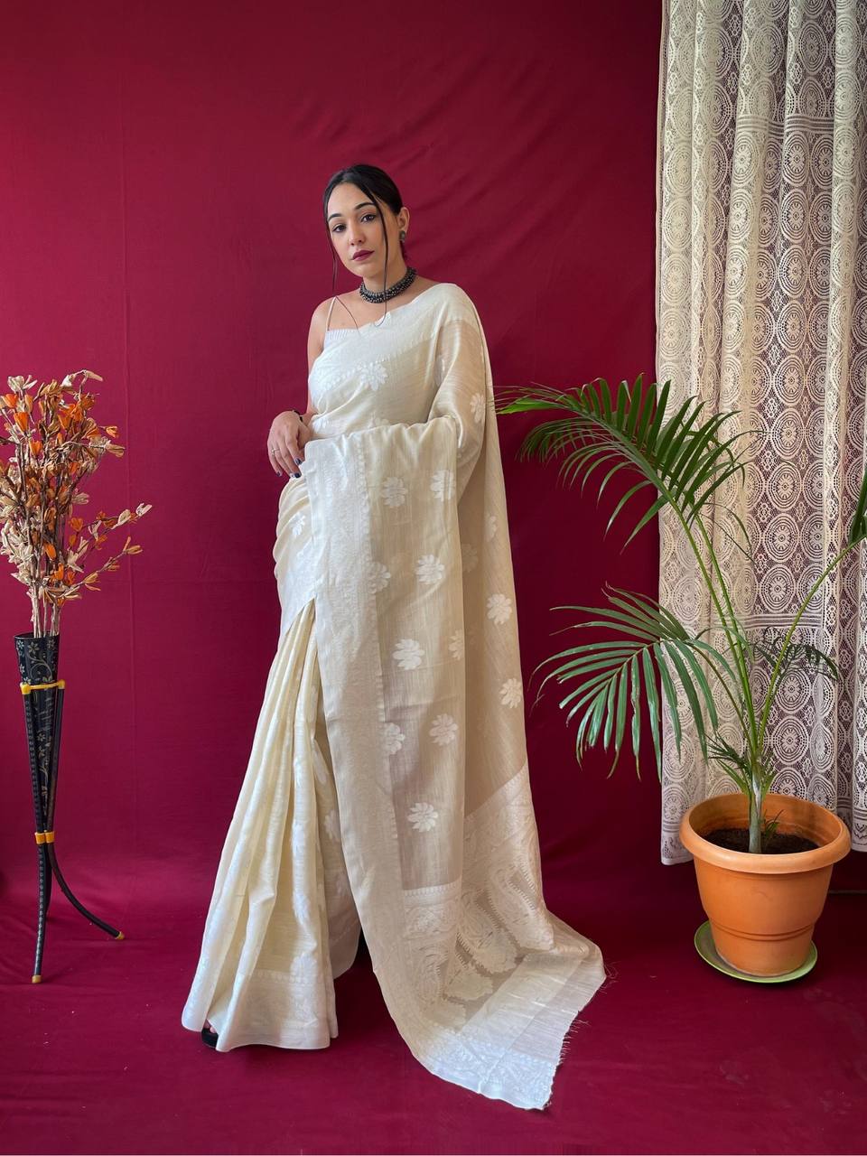 Pure Linen Weaving Saree