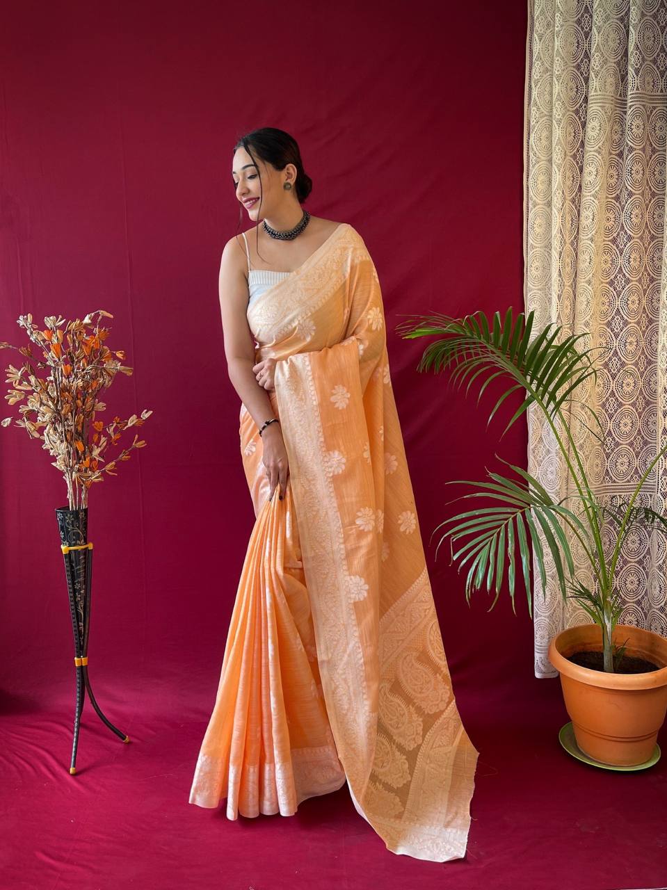 Pure Linen Weaving Saree