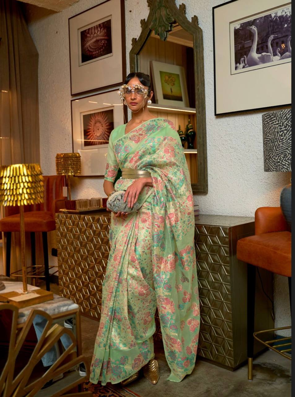 KASHMIRI MODAL HANDLOOM WEAVING SILK SAREES