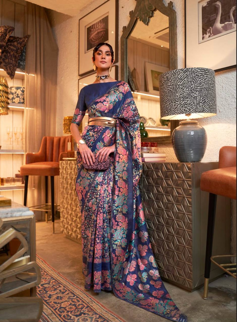 KASHMIRI MODAL HANDLOOM WEAVING SILK SAREES
