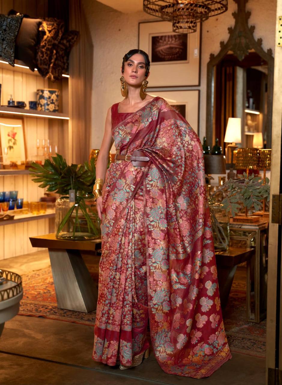 KASHMIRI MODAL HANDLOOM WEAVING SILK SAREES