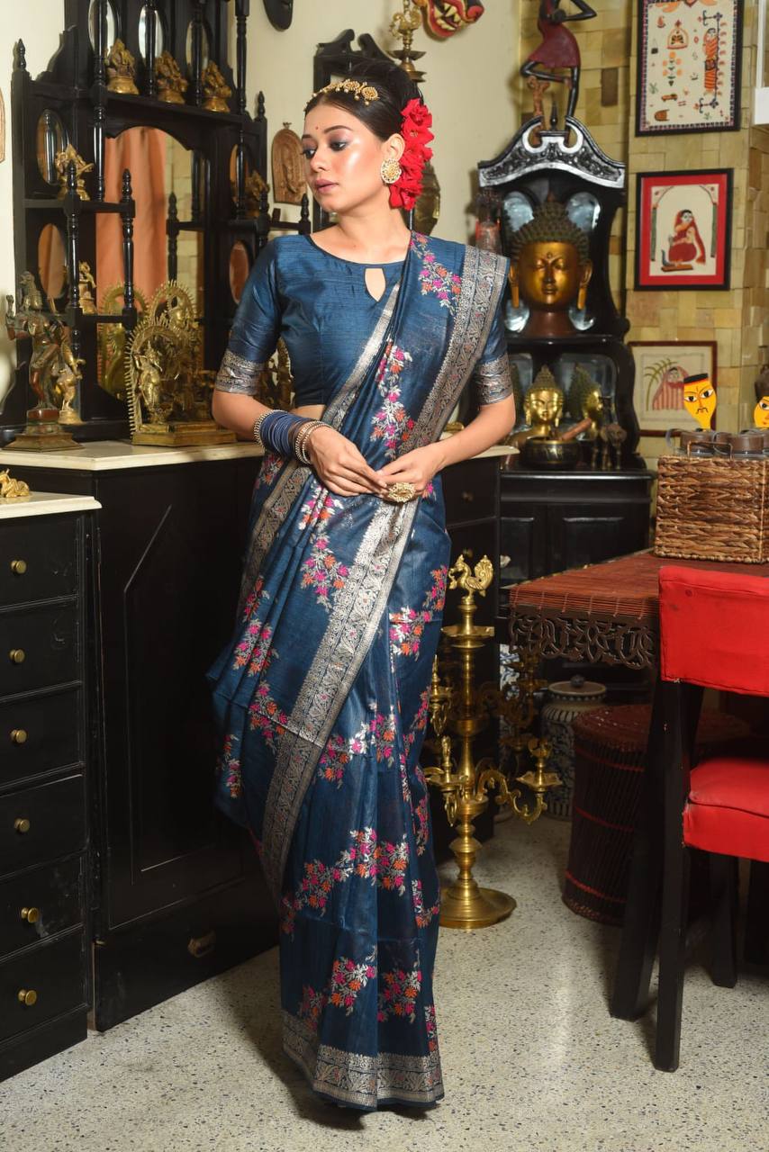 Tussar Silk Jamdani Weaving Saree