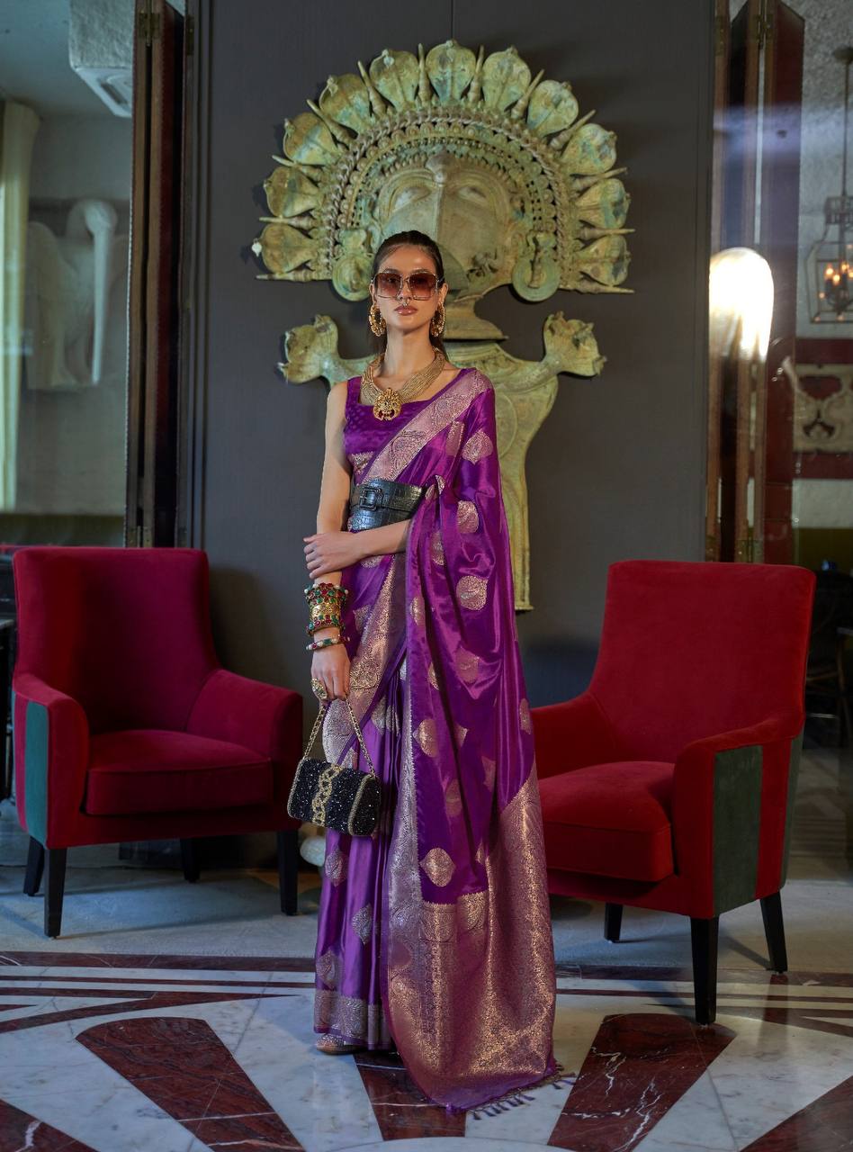Nylon Pure Satin Handloom Weaving Saree