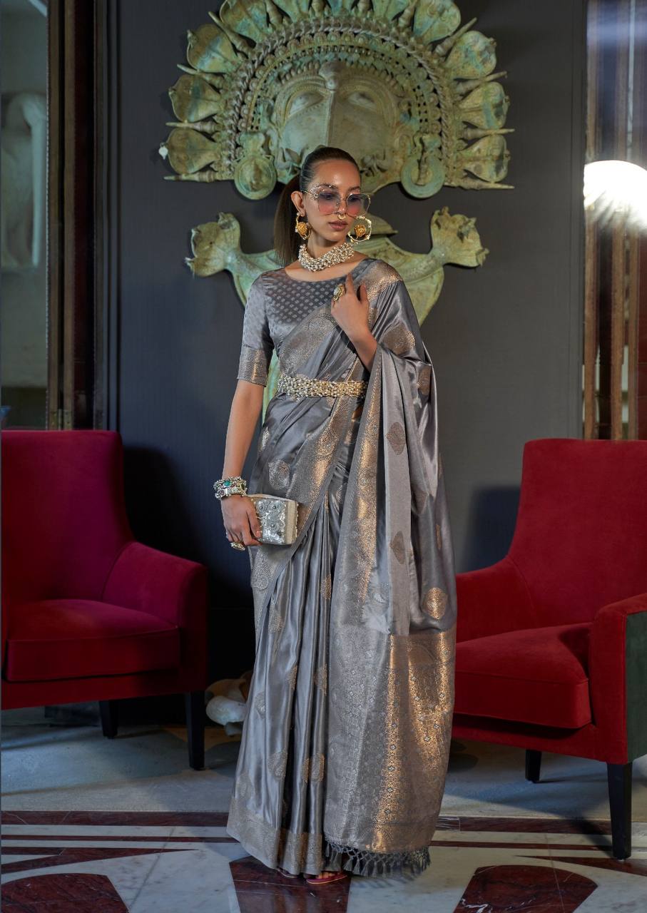 Nylon Pure Satin Handloom Weaving Saree