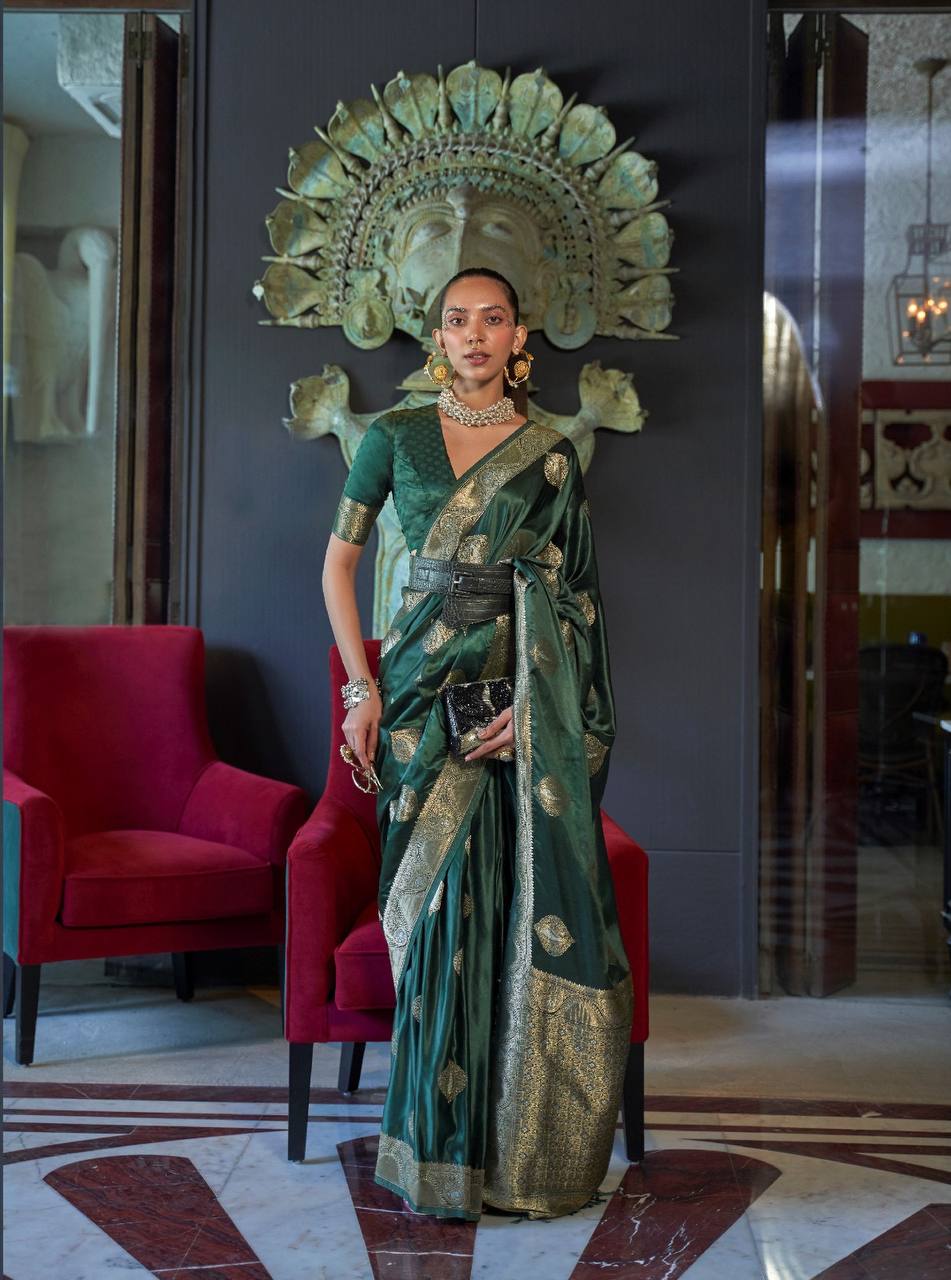 Nylon Pure Satin Handloom Weaving Saree