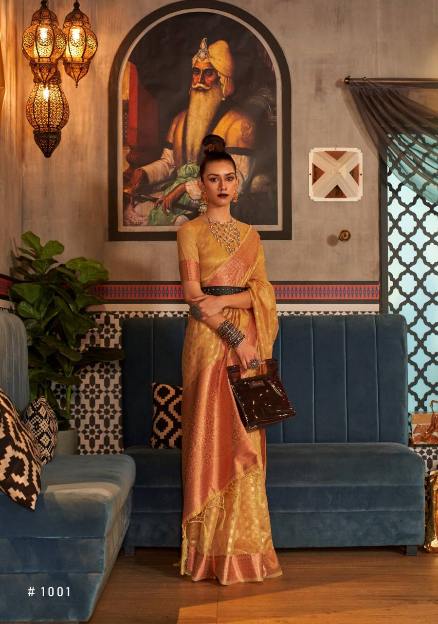 TISSUE WITH COPPER SILVER SAREES