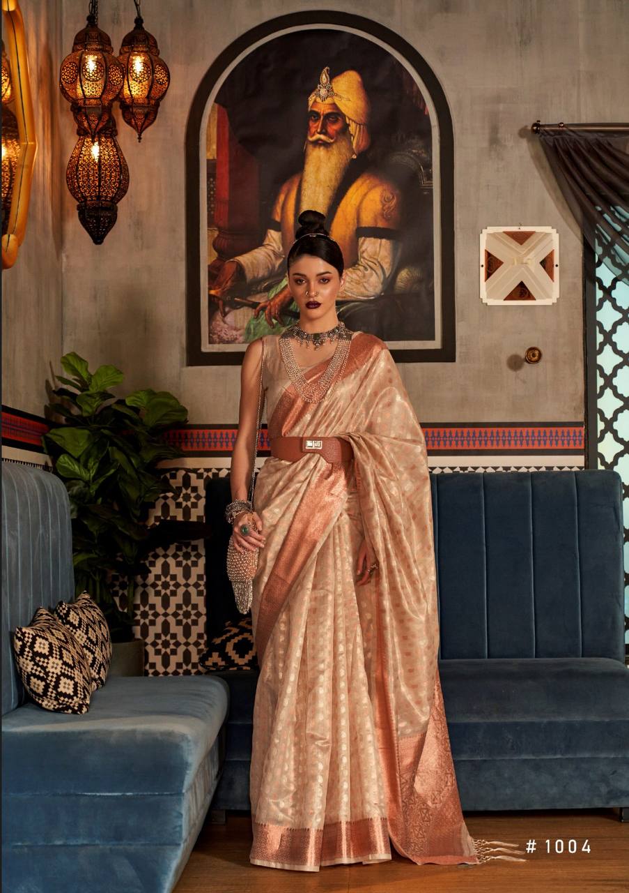 TISSUE WITH COPPER SILVER SAREES