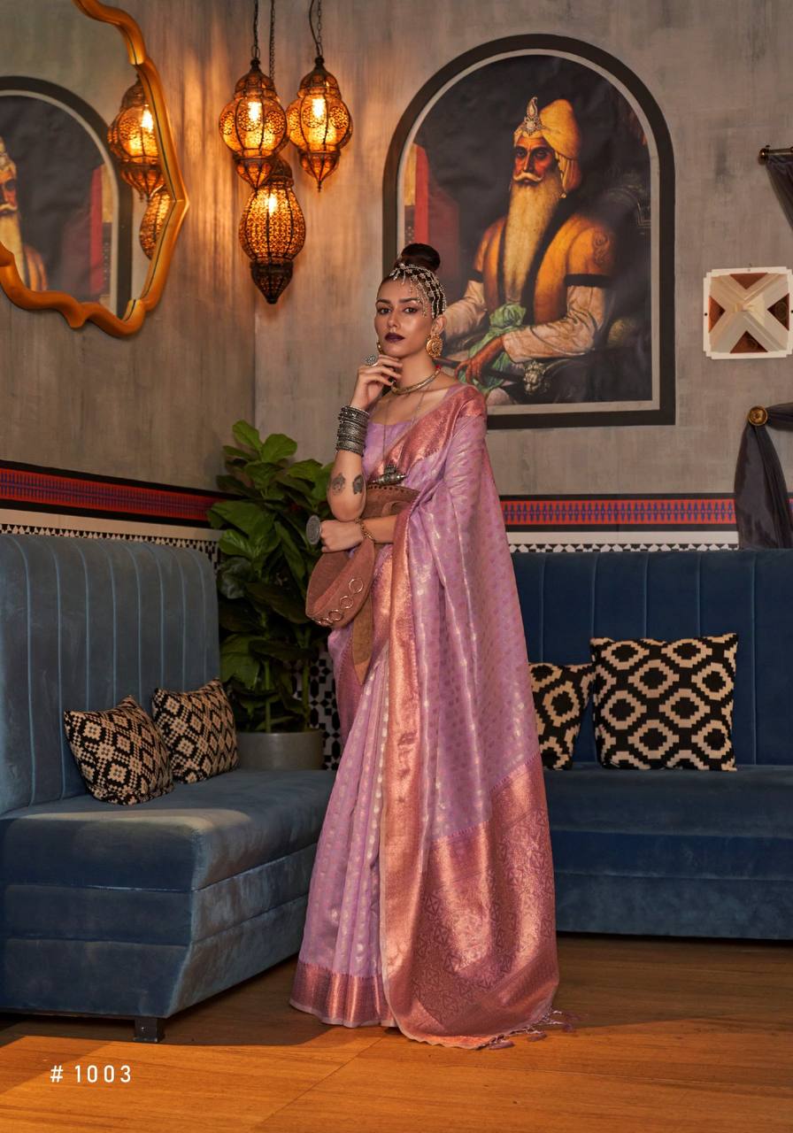 TISSUE WITH COPPER SILVER SAREES