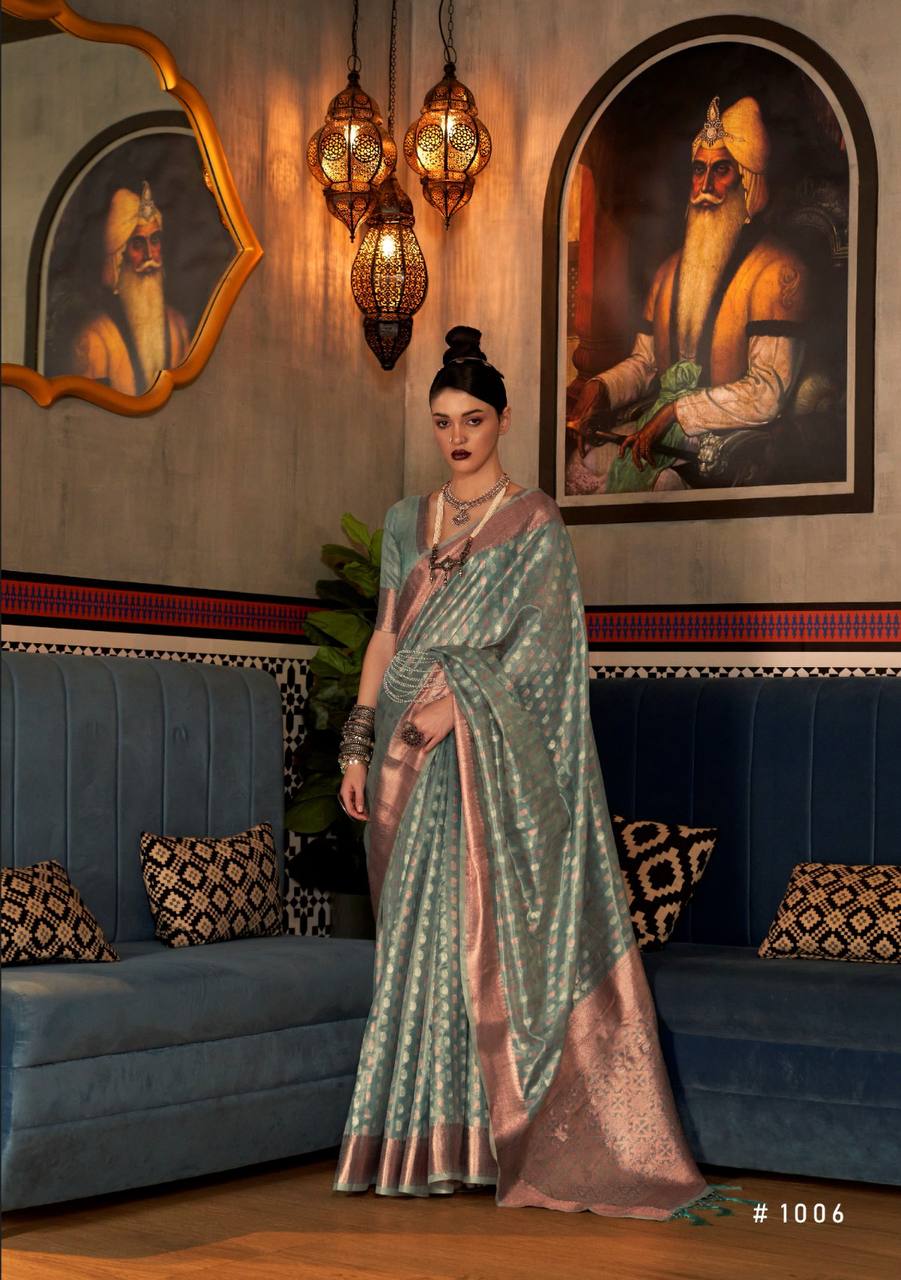 TISSUE WITH COPPER SILVER SAREES