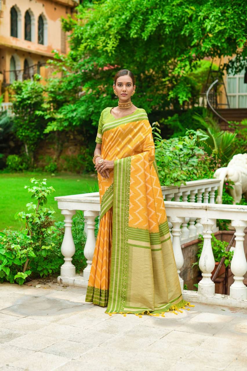 Soft Raw Silk Two tone Weaving Saree
