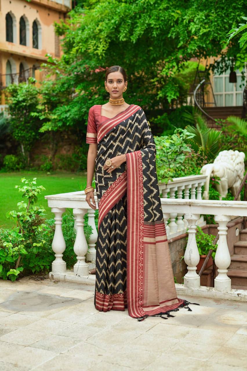 Soft Raw Silk Two tone Weaving Saree