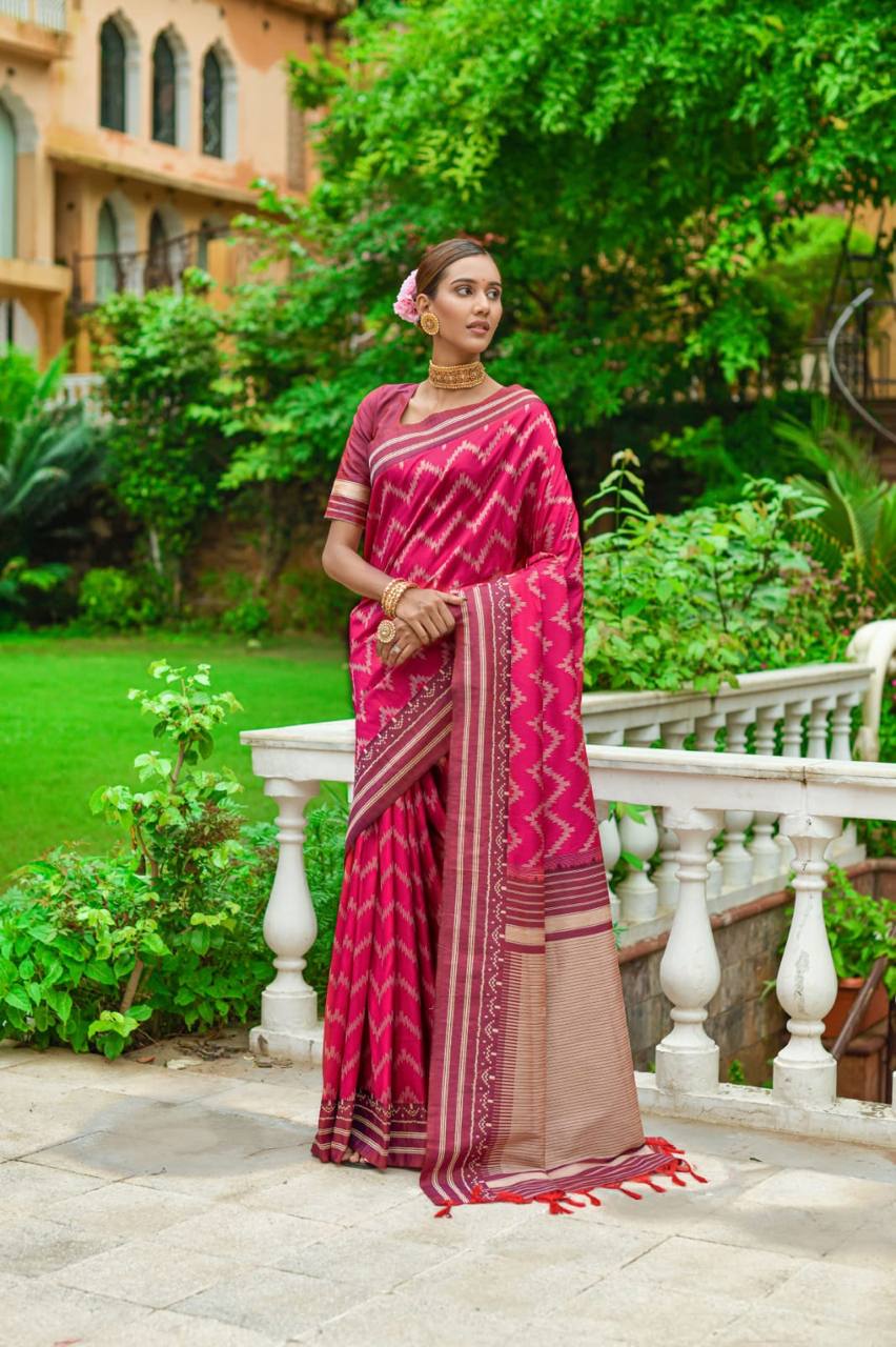 Soft Raw Silk Two tone Weaving Saree