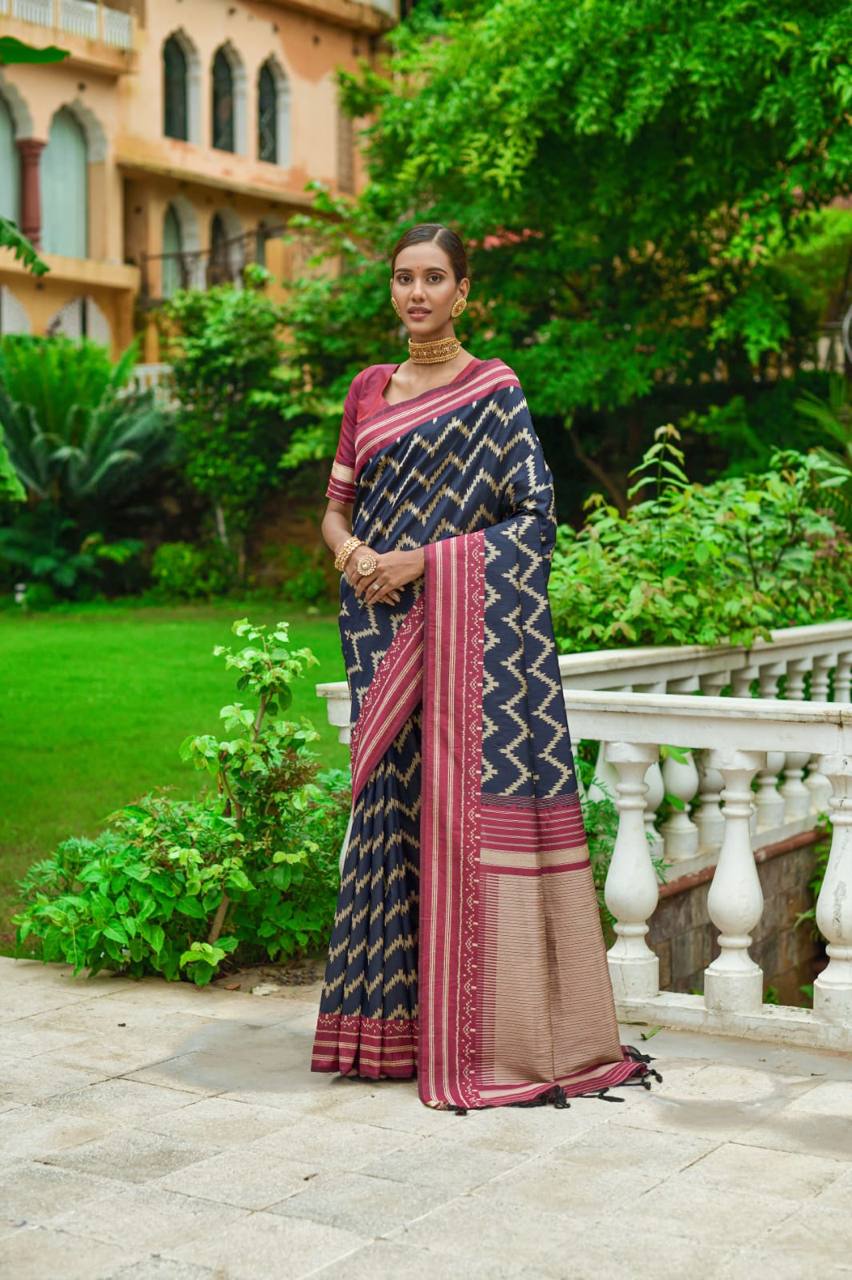 Soft Raw Silk Two tone Weaving Saree