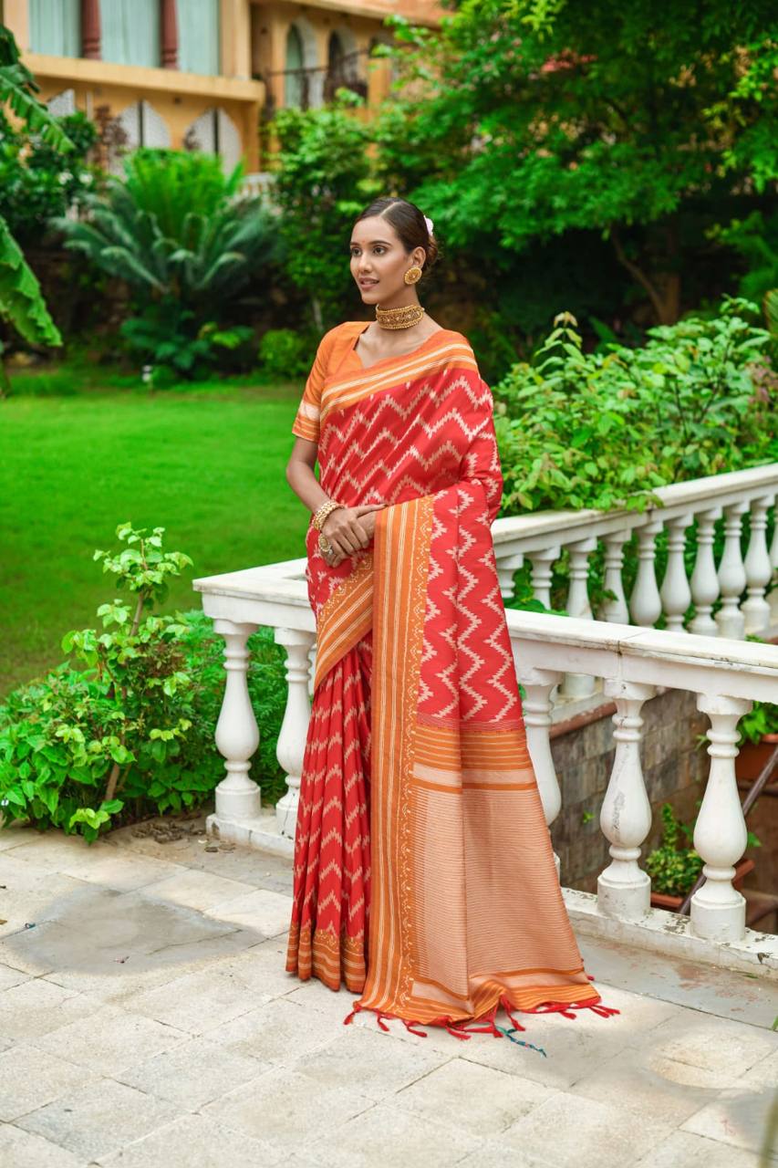 Soft Raw Silk Two tone Weaving Saree