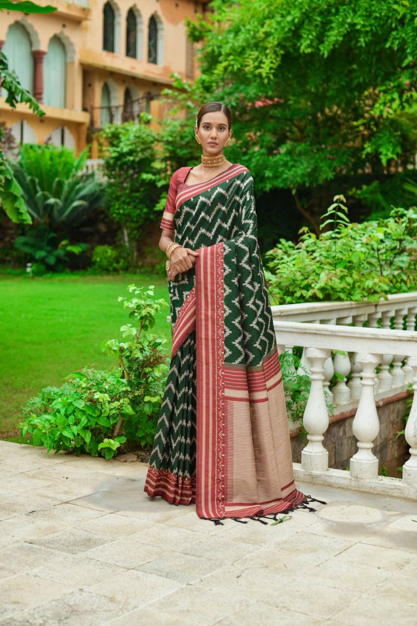 Soft Raw Silk Two tone Weaving Saree