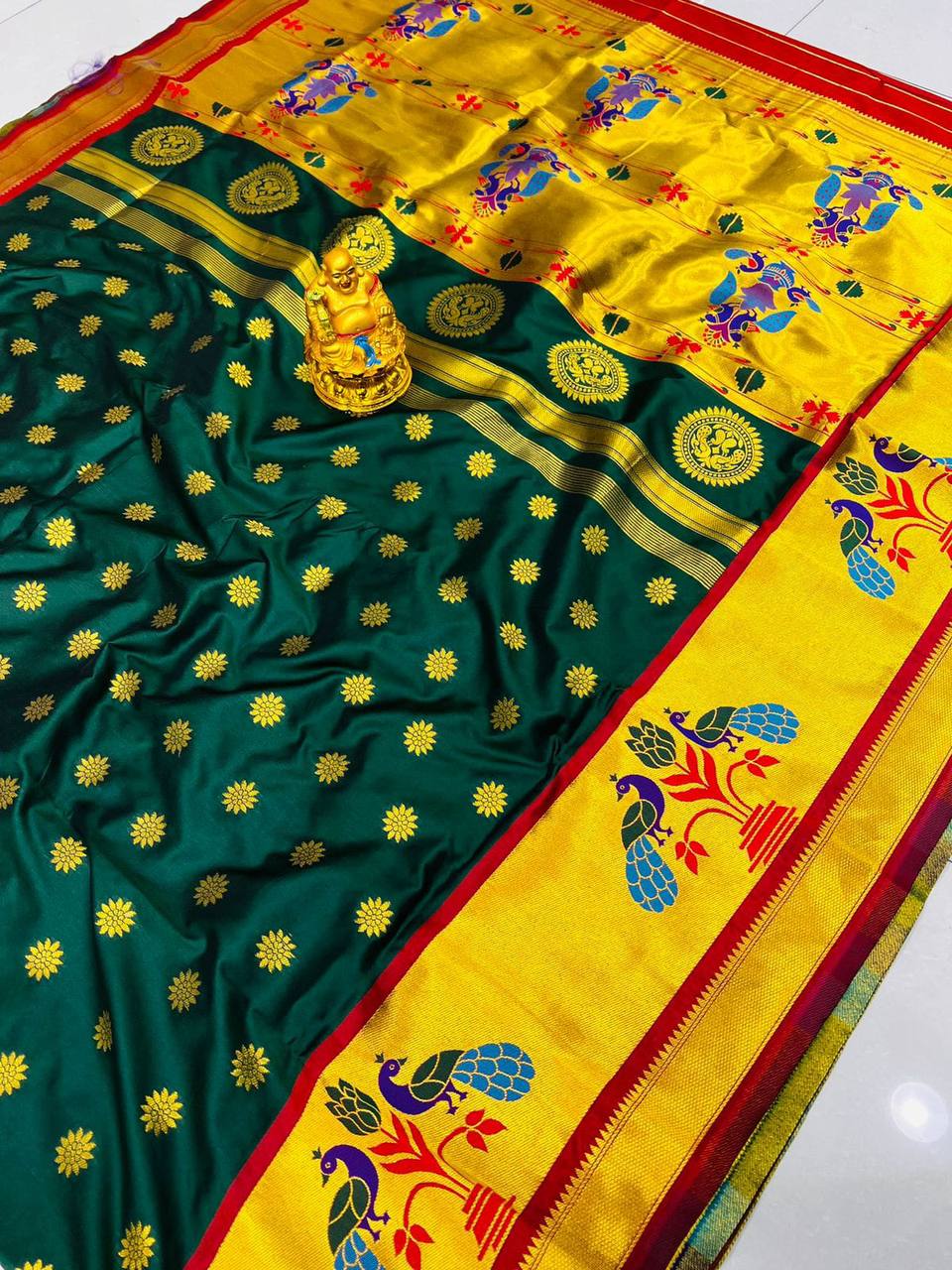 Green Paithani Pure Silk Handloom Saree With Pure Jari
