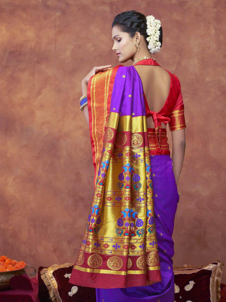 Blue Soft Silk With Gold Zari