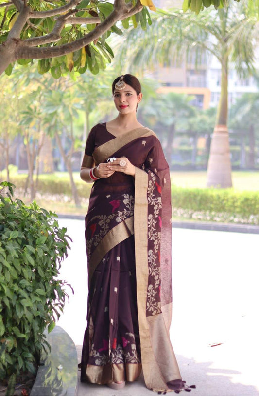 Pure Linen Silk Saree