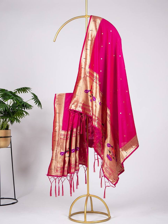 Rani Pink Traditional Paithani Dupatta