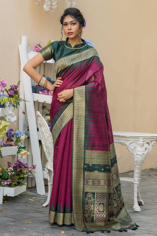 Semi Pure Tussur Silk Weaving Saree