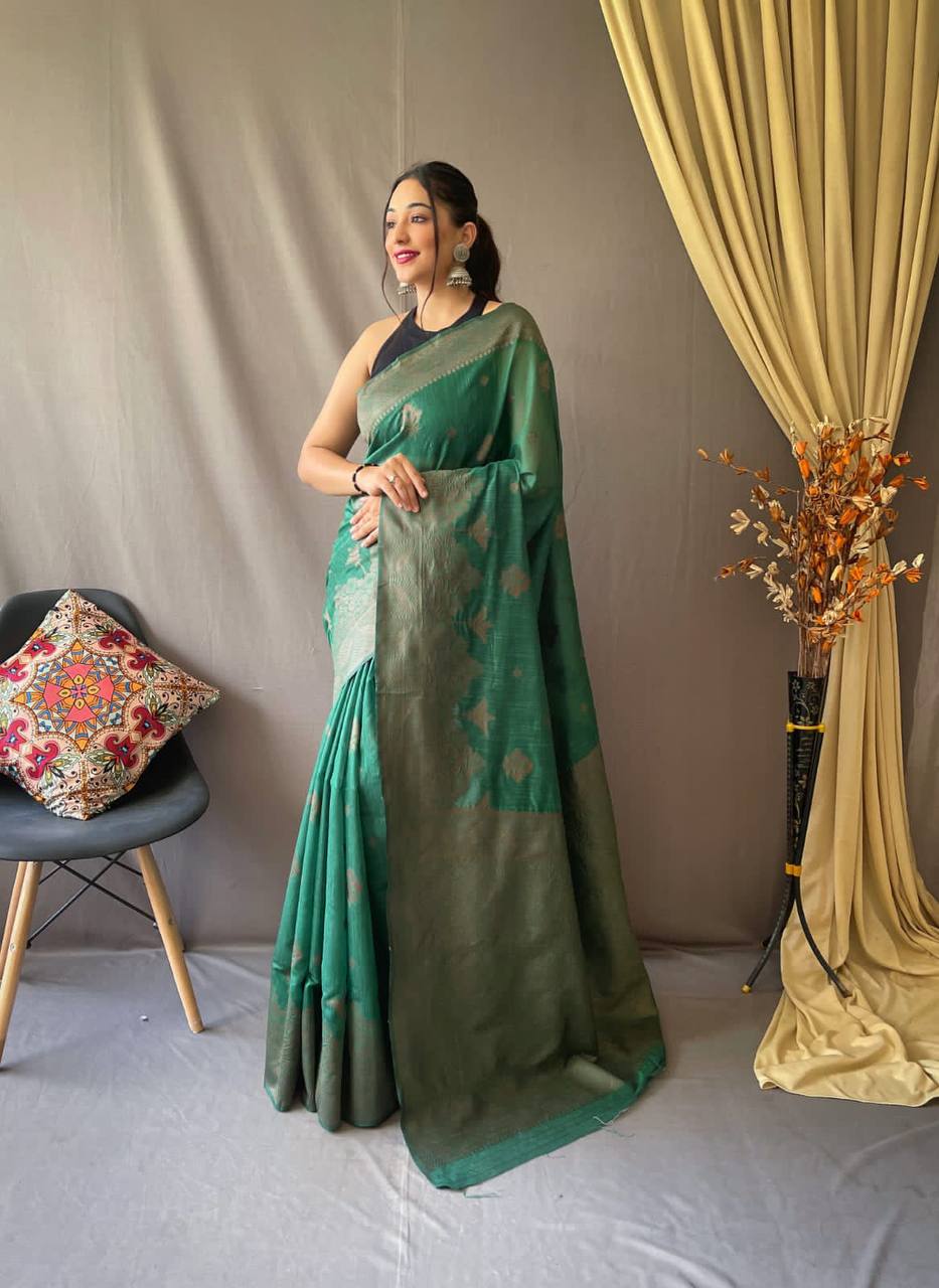 PURE LINEN TISSUE COMBINATION SAREE