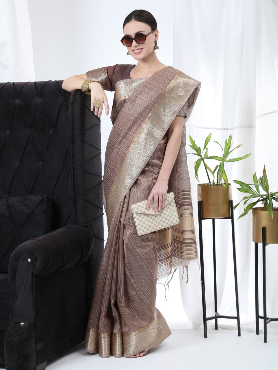 Premium Tissue Linnen Silk Saree