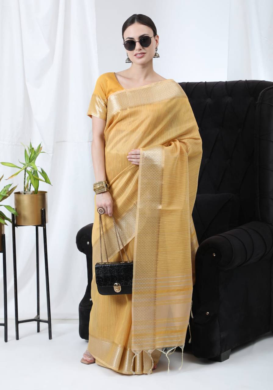 Premium Tissue Linnen Silk Saree