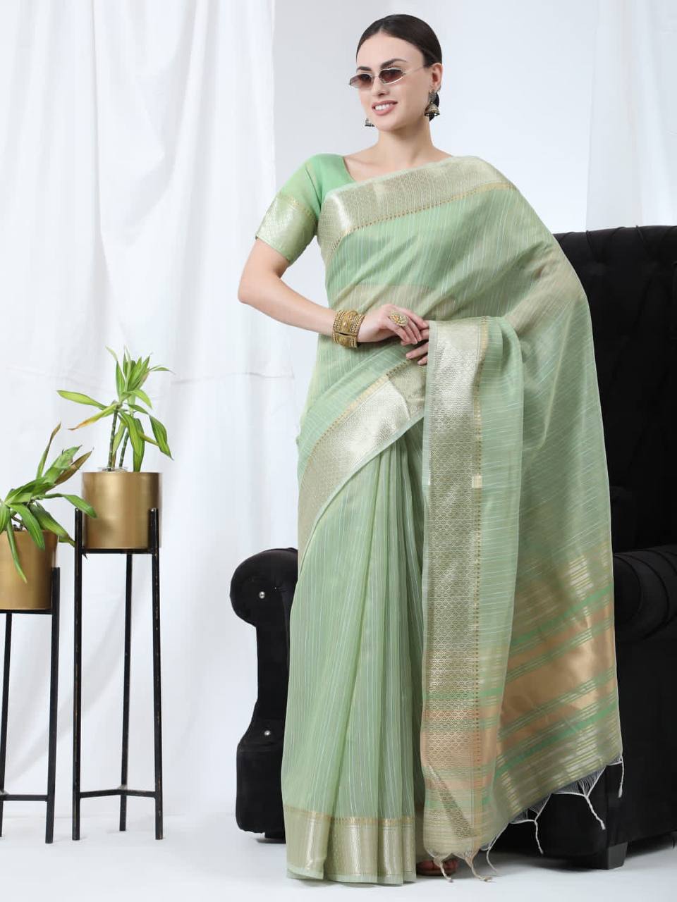 Premium Tissue Linnen Silk Saree