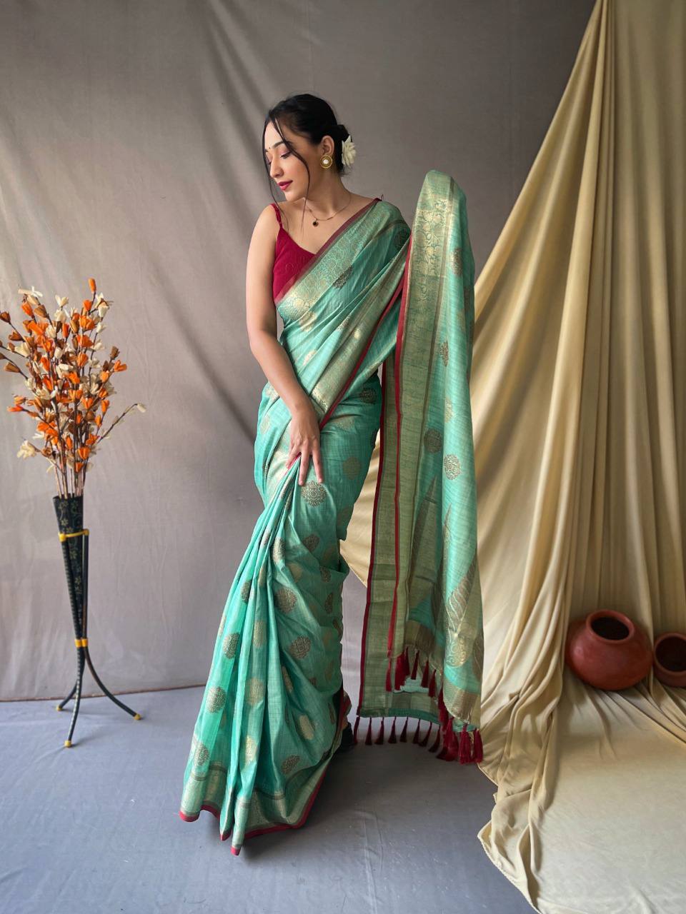 PURE COTTON LINEN SAREE