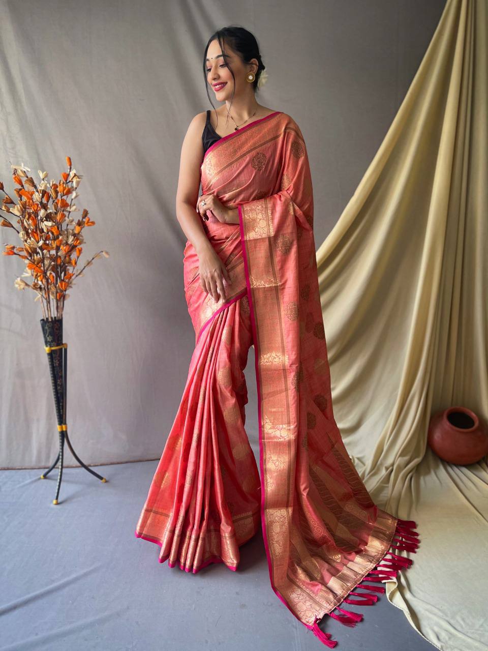 PURE COTTON LINEN SAREE