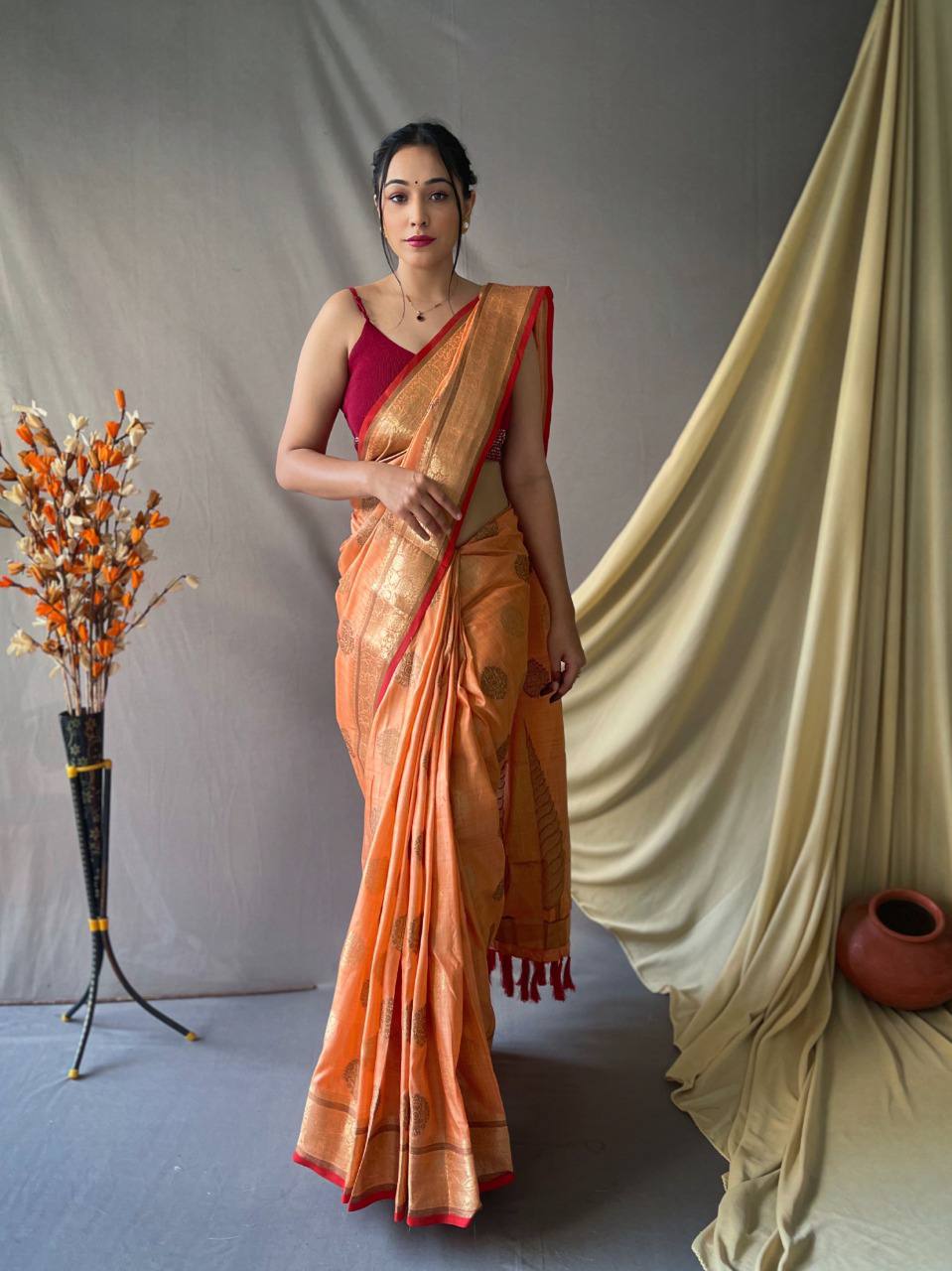 PURE COTTON LINEN SAREE