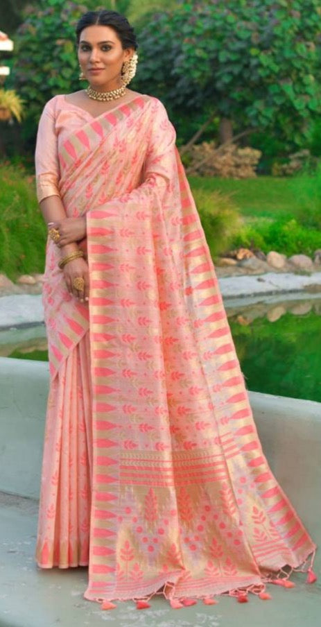 Pure Tussar Silk Jamdani Weaving Saree