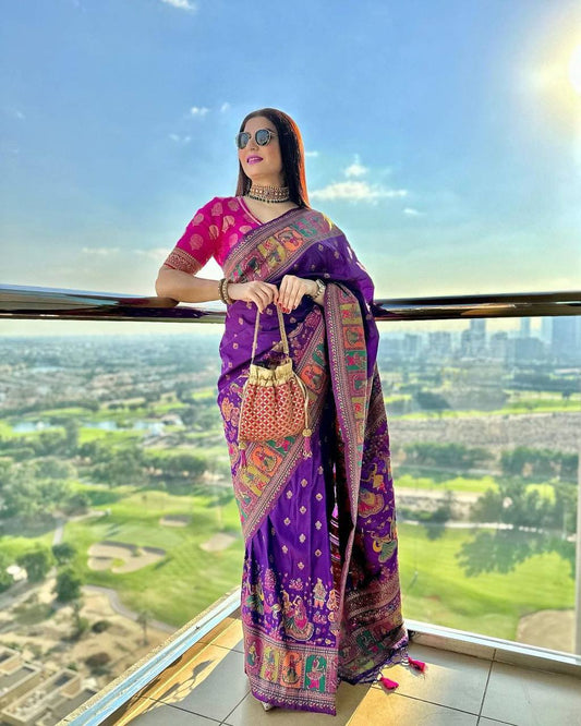 Soft Kashmiri Pashmina Silk Weaving Saree